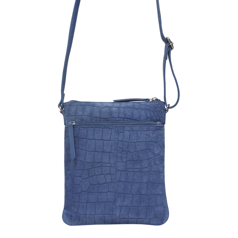 'JANET' Blue Real Leather Crossbody Sling Bag