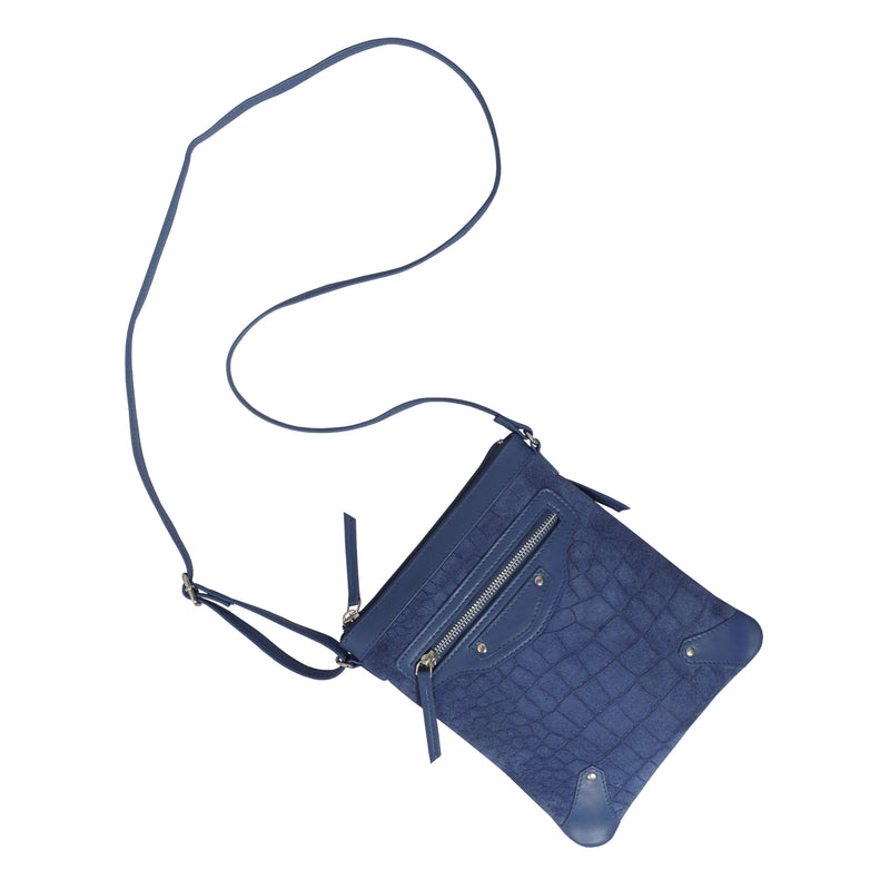 'JANET' Blue Real Leather Crossbody Sling Bag