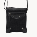 'JANET' Black Real Leather Crossbody Sling Bag