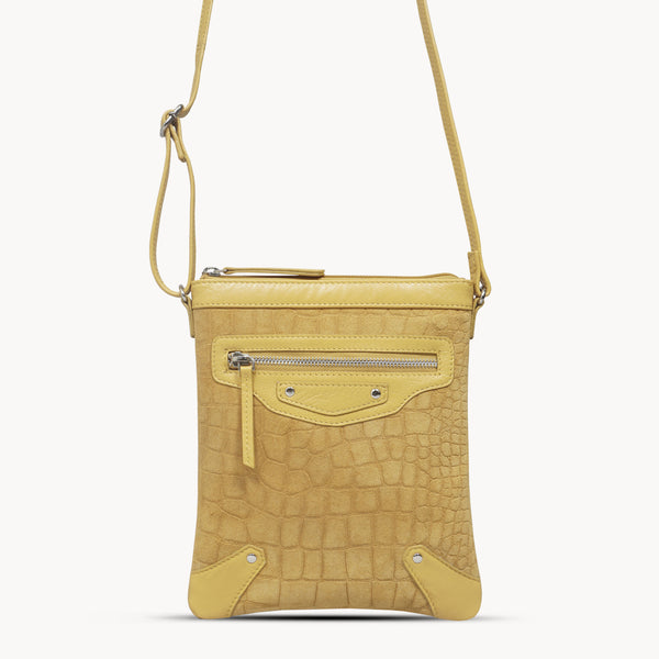'JANET' Mustard Real Leather Crossbody Sling Bag