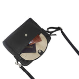 'JEAN' Black Real Soft Pebble Grain Leather Crossbody Bag