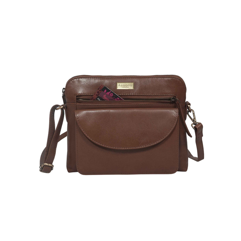 'JEAN' Brown Vegetable Tanned Real Leather Crossbody Bag