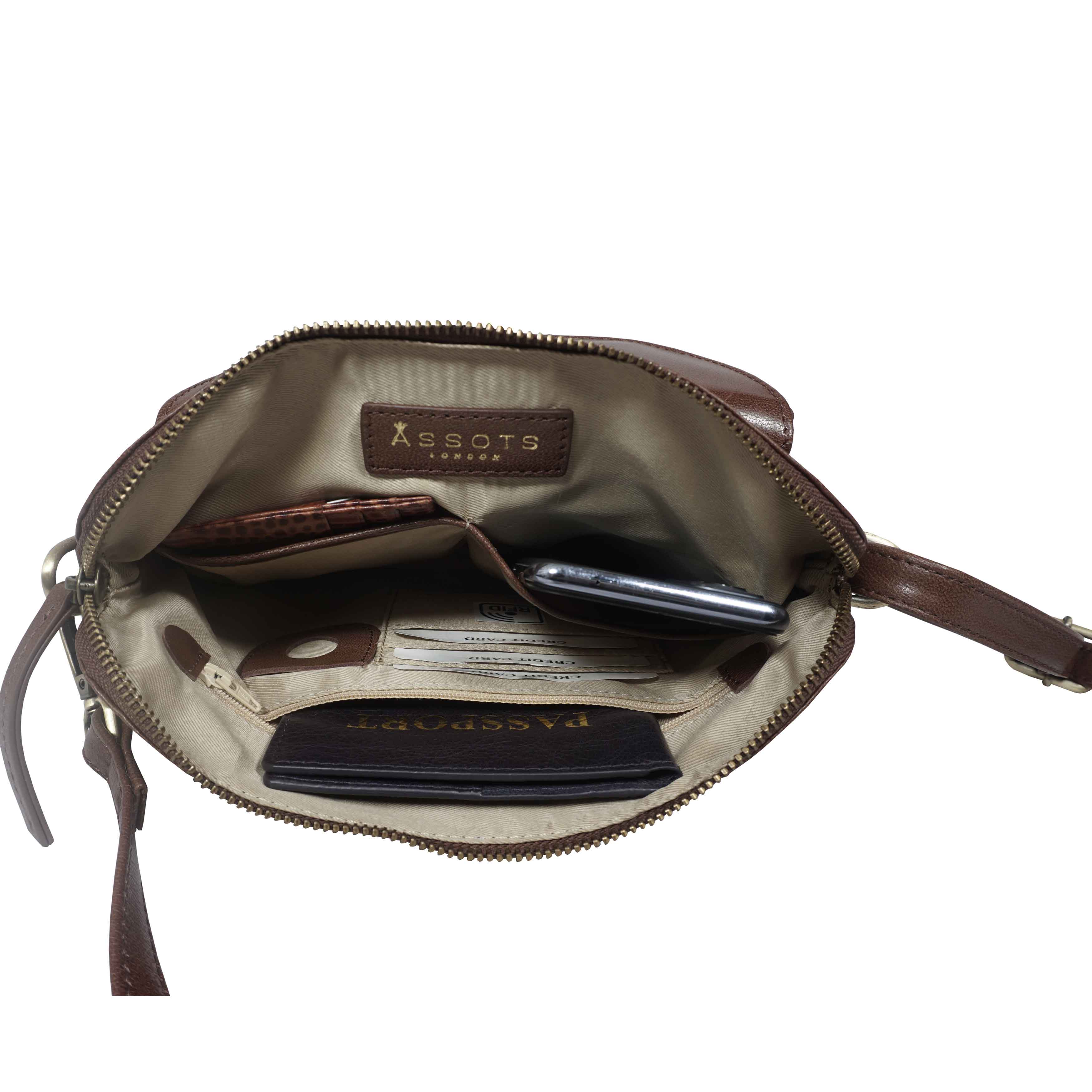 'JEAN' Brown Vegetable Tanned Real Leather Crossbody Bag