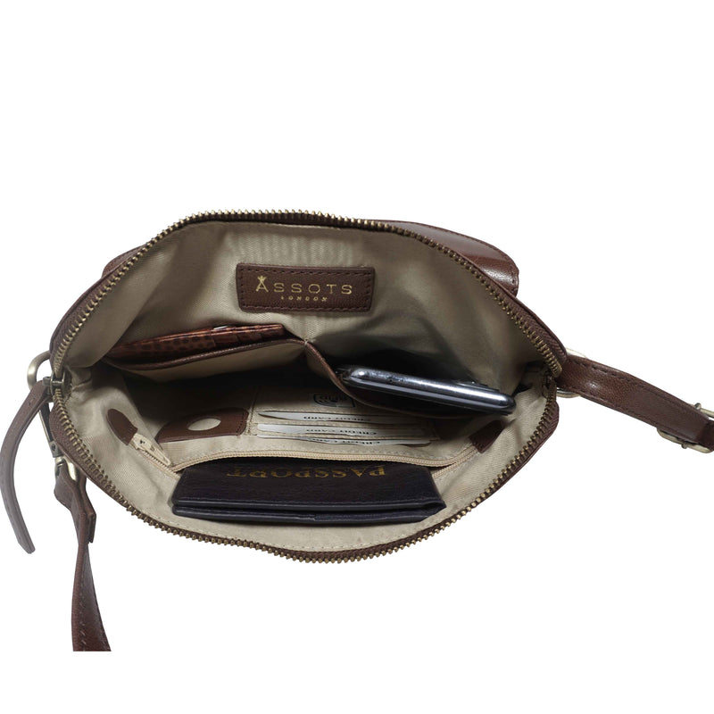 'JEAN' Brown Vegetable Tanned Real Leather Crossbody Bag