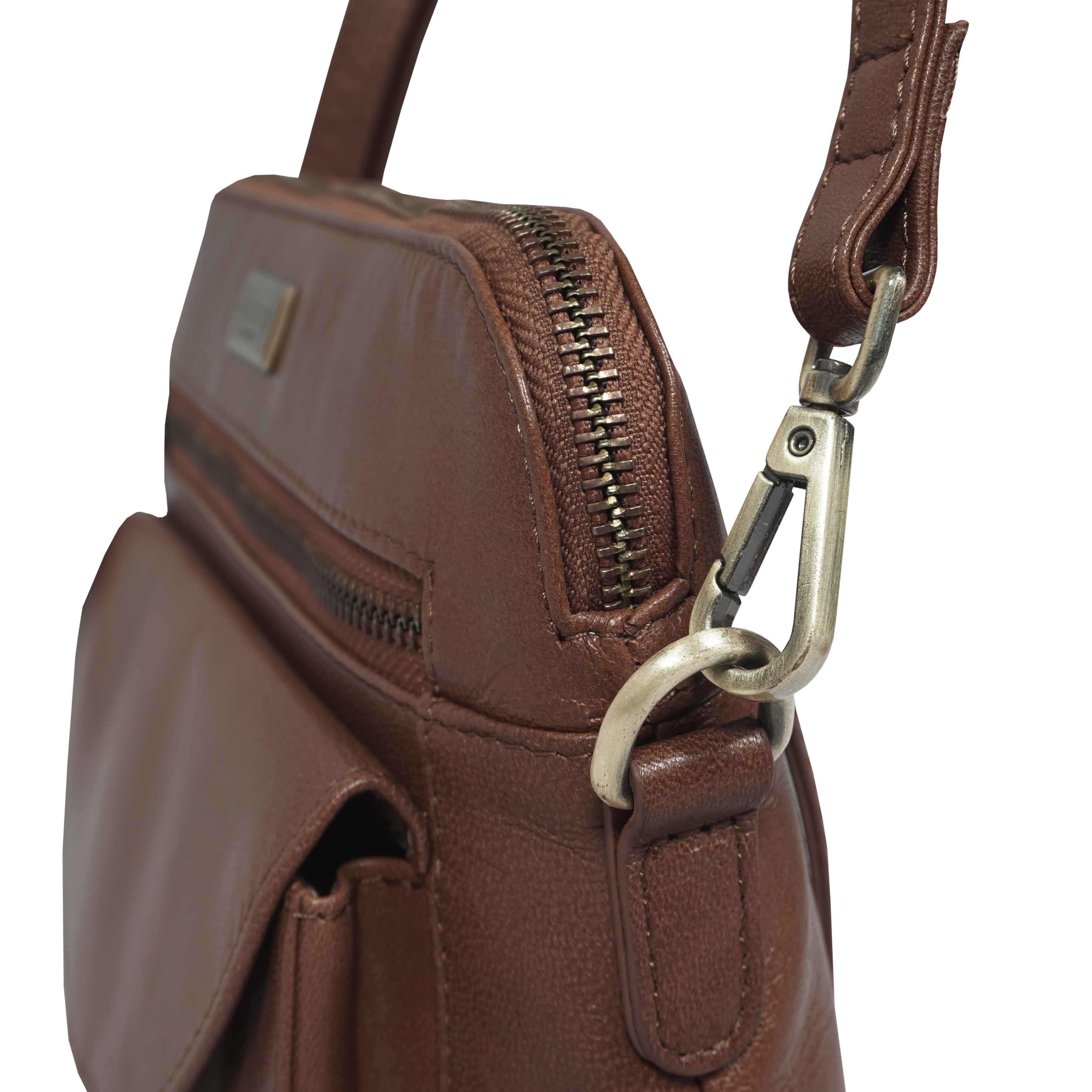 'JEAN' Brown Vegetable Tanned Real Leather Crossbody Bag