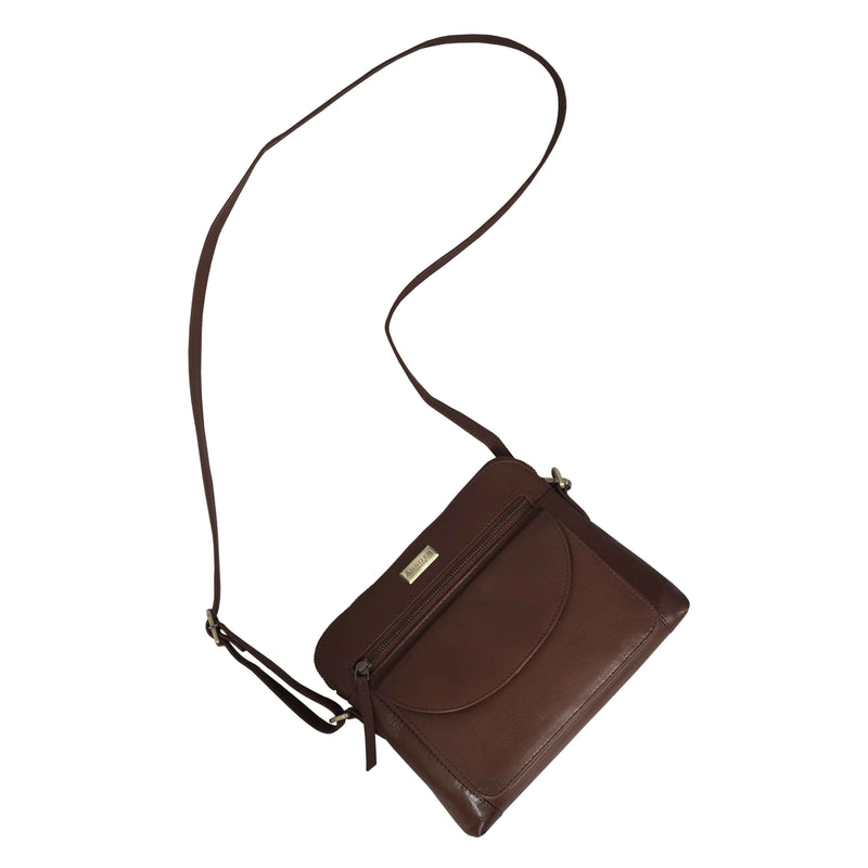 'JEAN' Brown Vegetable Tanned Real Leather Crossbody Bag
