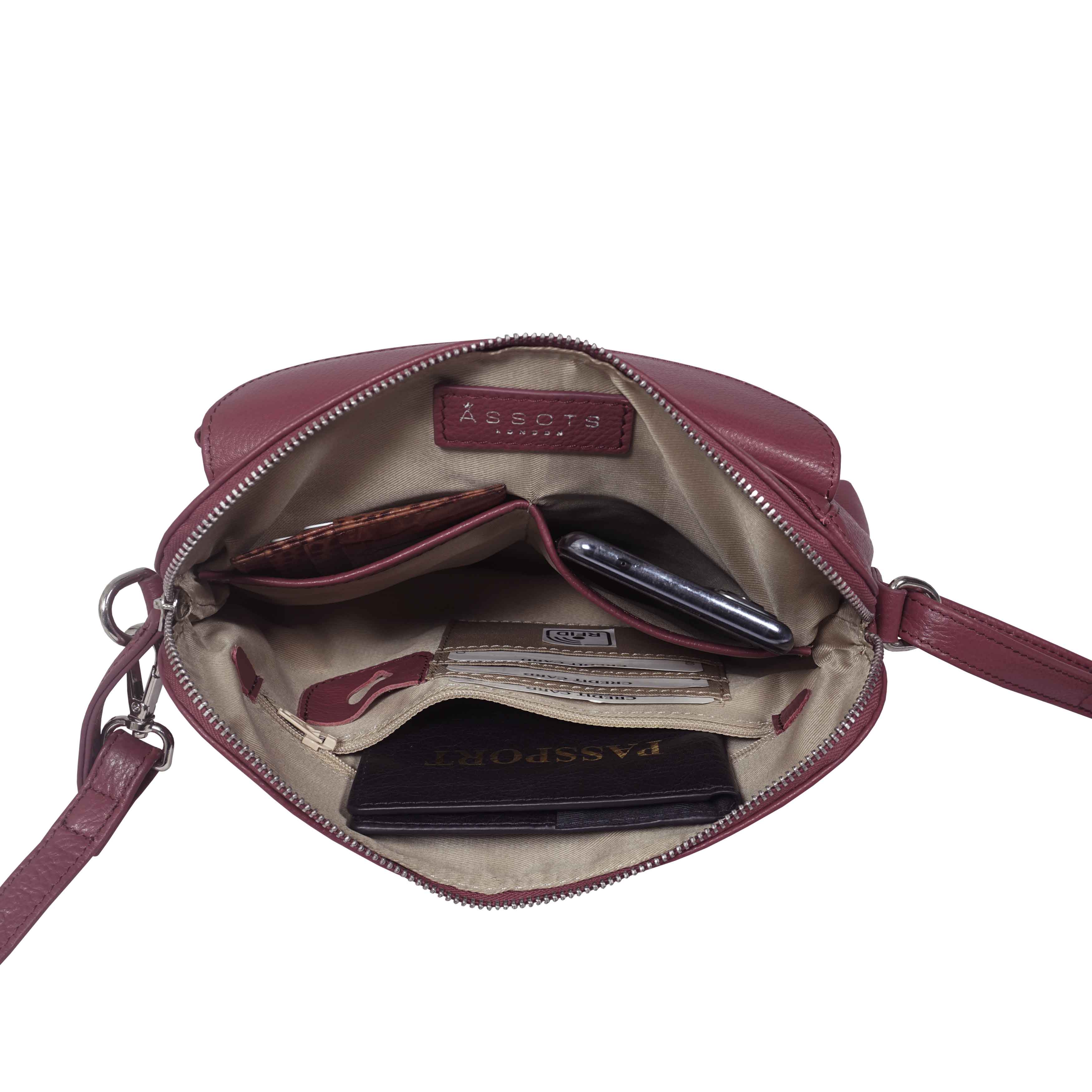 'JEAN' Carmine Pink Real Soft Pebble Grain Leather Crossbody Bag