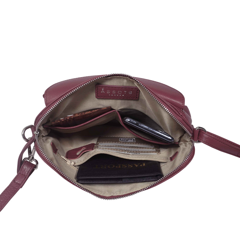 'JEAN' Carmine Pink Real Soft Pebble Grain Leather Crossbody Bag