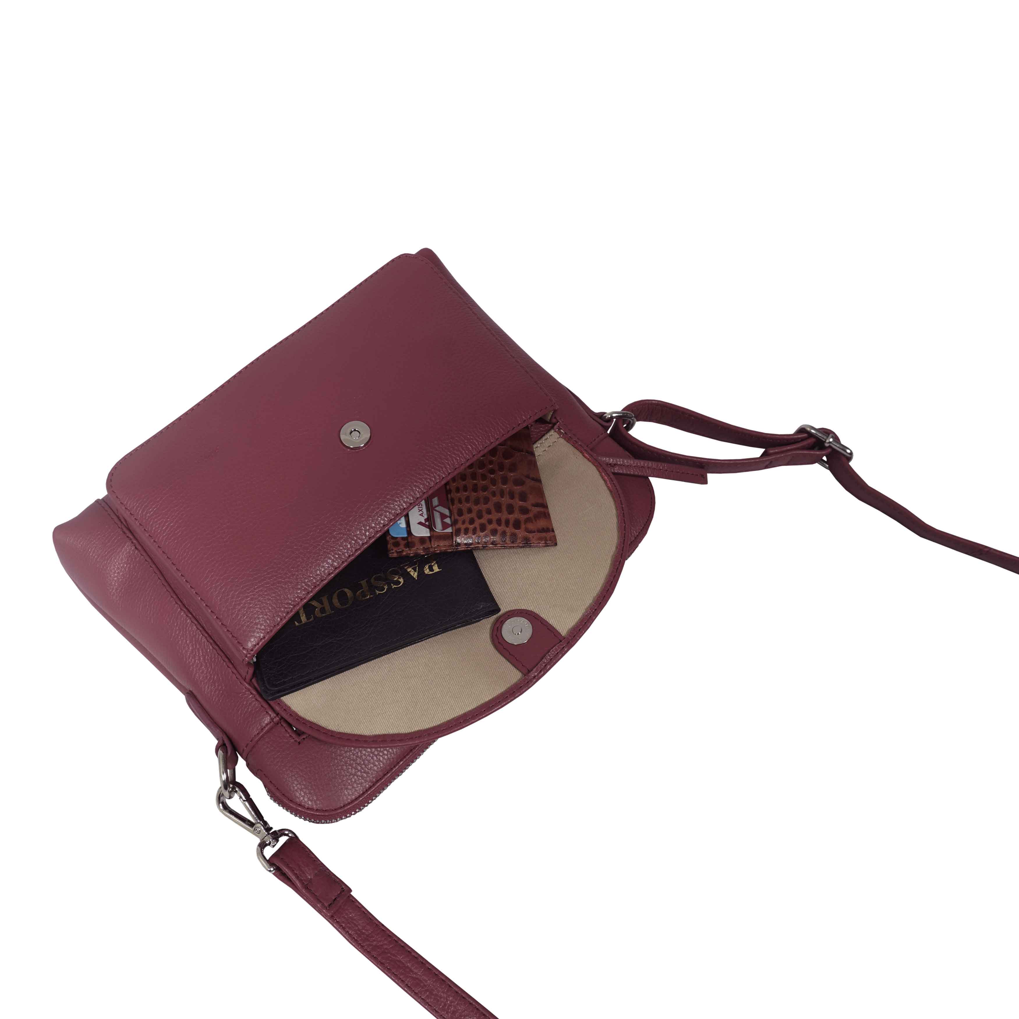 'JEAN' Carmine Pink Real Soft Pebble Grain Leather Crossbody Bag