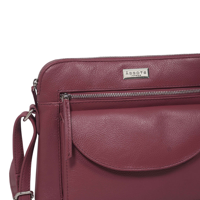 'JEAN' Carmine Pink Real Soft Pebble Grain Leather Crossbody Bag