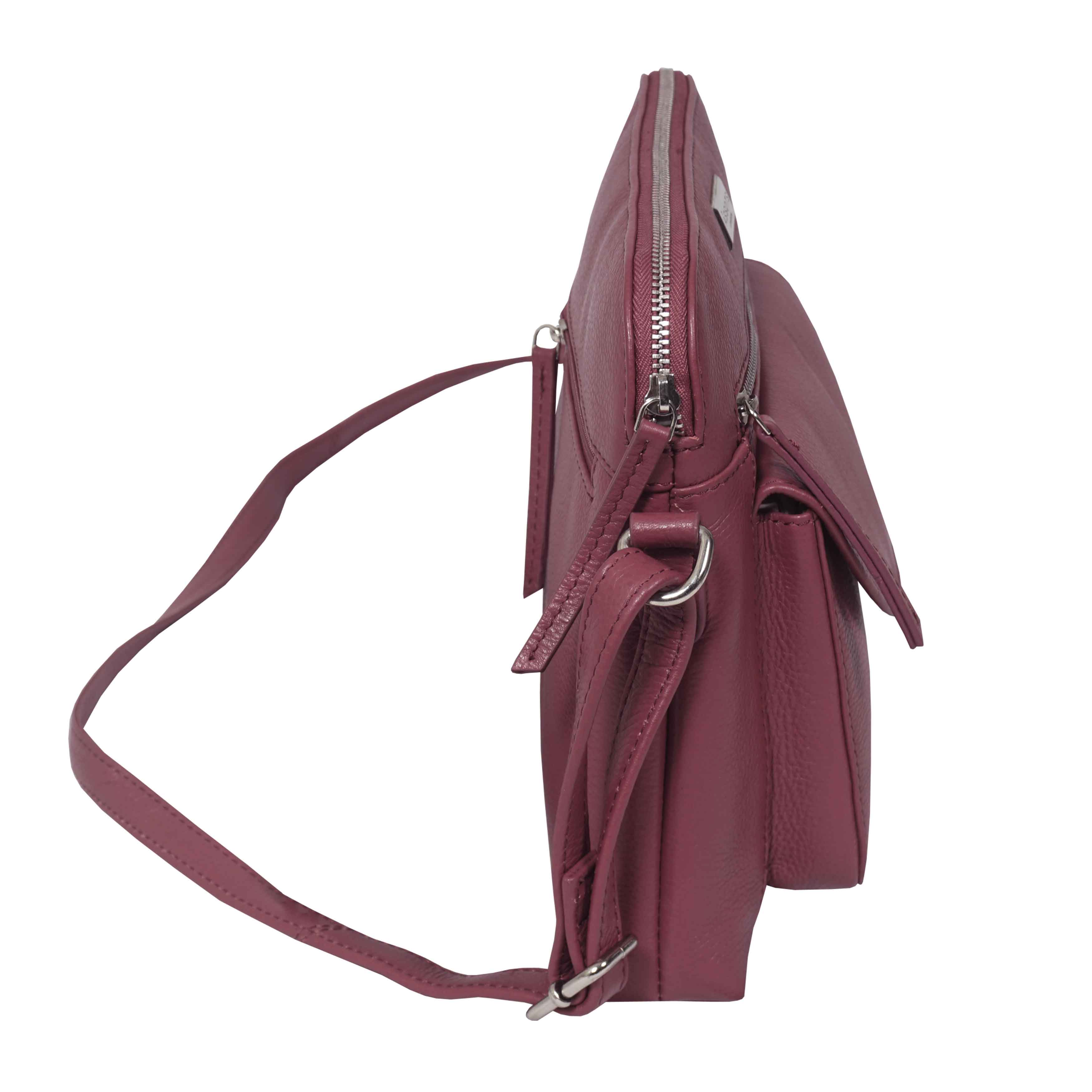 'JEAN' Carmine Pink Real Soft Pebble Grain Leather Crossbody Bag