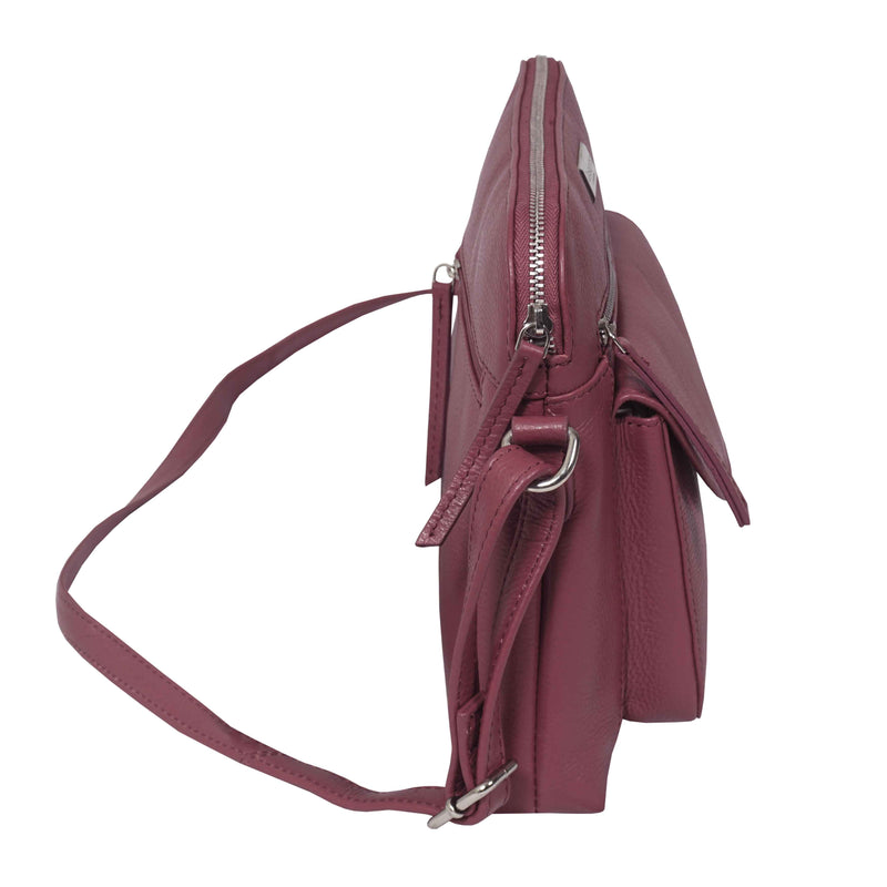 'JEAN' Carmine Pink Real Soft Pebble Grain Leather Crossbody Bag