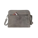 'JEAN' Grey Distressed Real Leather Crossbody Bag