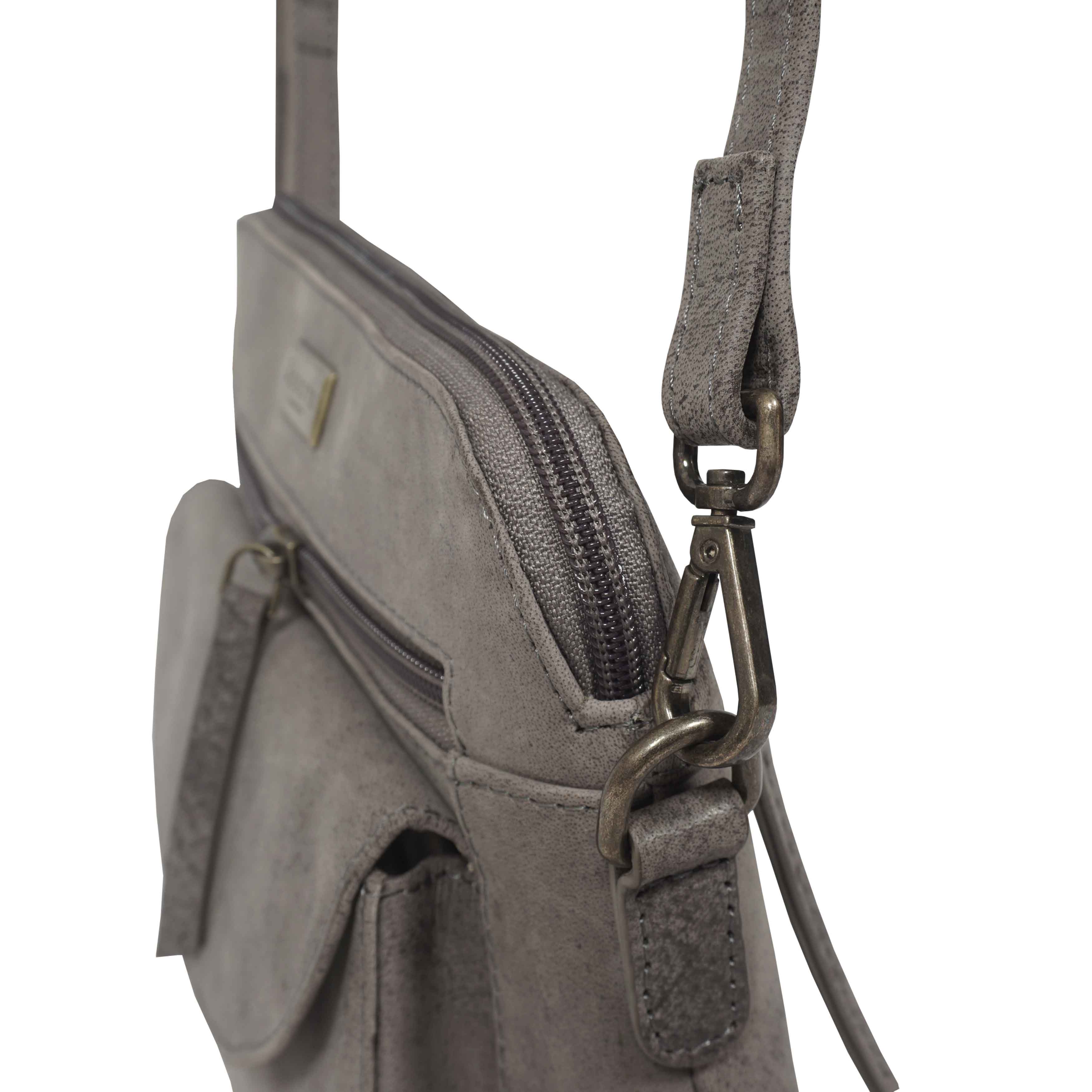 'JEAN' Grey Distressed Real Leather Crossbody Bag