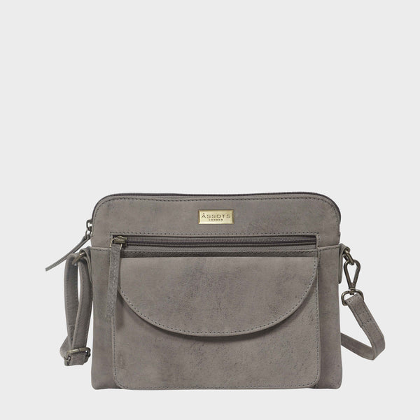 'JEAN' Grey Distressed  Real Leather Crossbody Bag