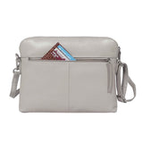 'JEAN' Light Ice Grey Real Soft Pebble Grain Leather Crossbody Bag