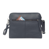 'JEAN' Navy Real Soft Pebble Grain Leather Crossbody Bag