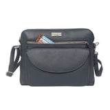 'JEAN' Navy Real Soft Pebble Grain Leather Crossbody Bag
