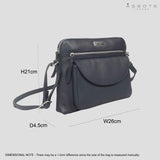 'JEAN' Navy Real Soft Pebble Grain Leather Crossbody Bag