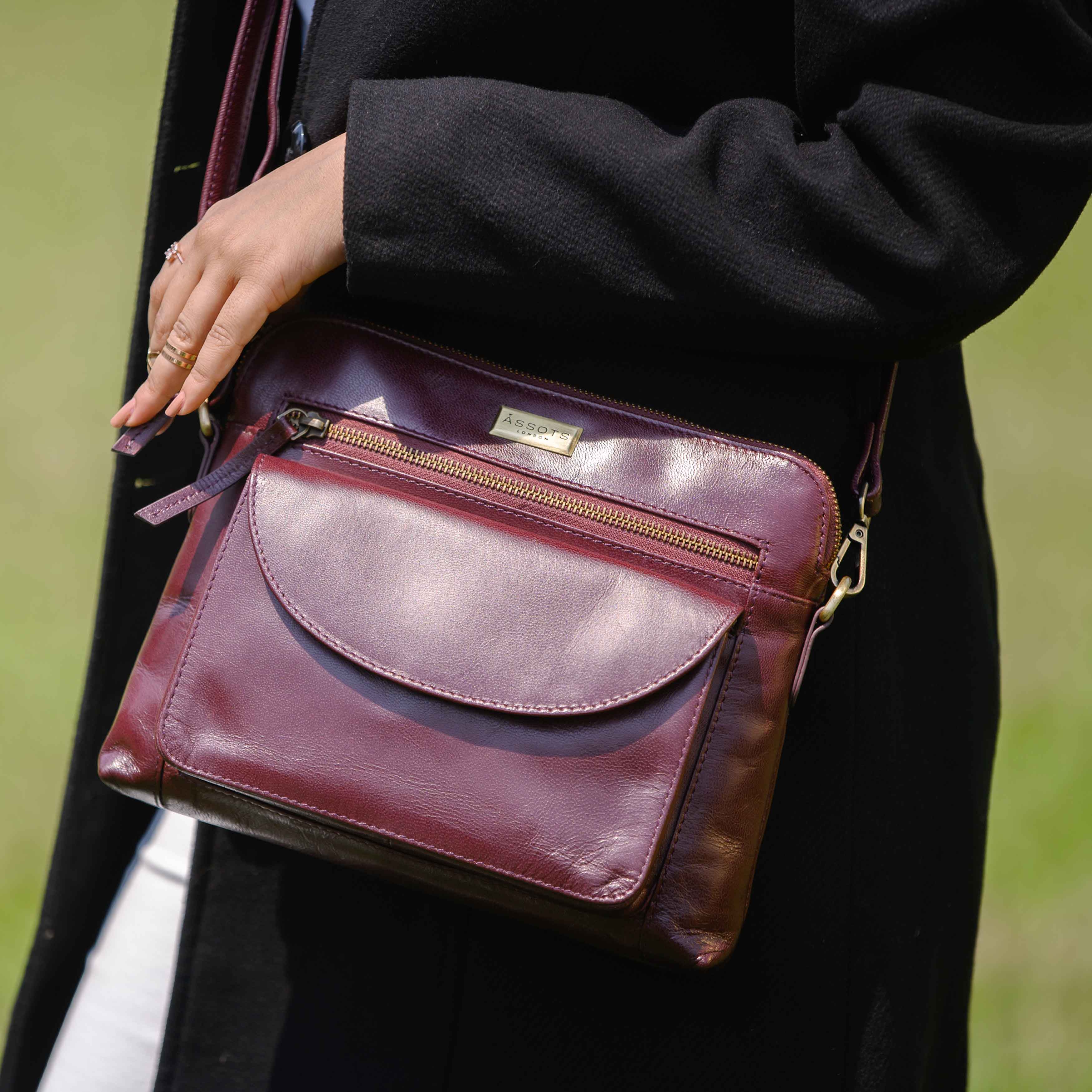 'JEAN' Plum Vegetable Tanned Real Leather Crossbody Bag