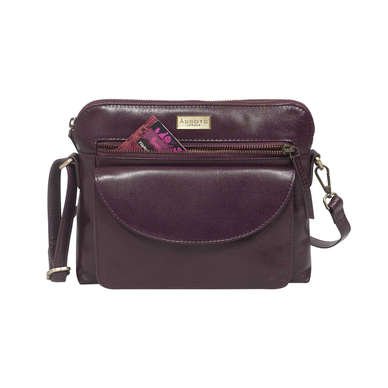 'JEAN' Plum Vegetable Tanned Real Leather Crossbody Bag