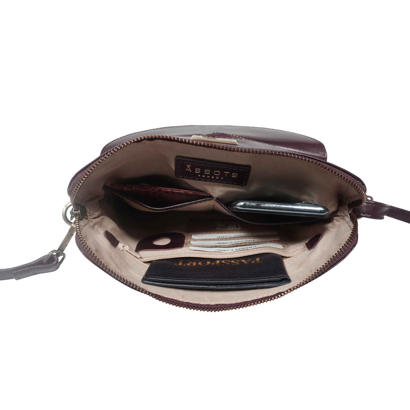 'JEAN' Plum Vegetable Tanned Real Leather Crossbody Bag