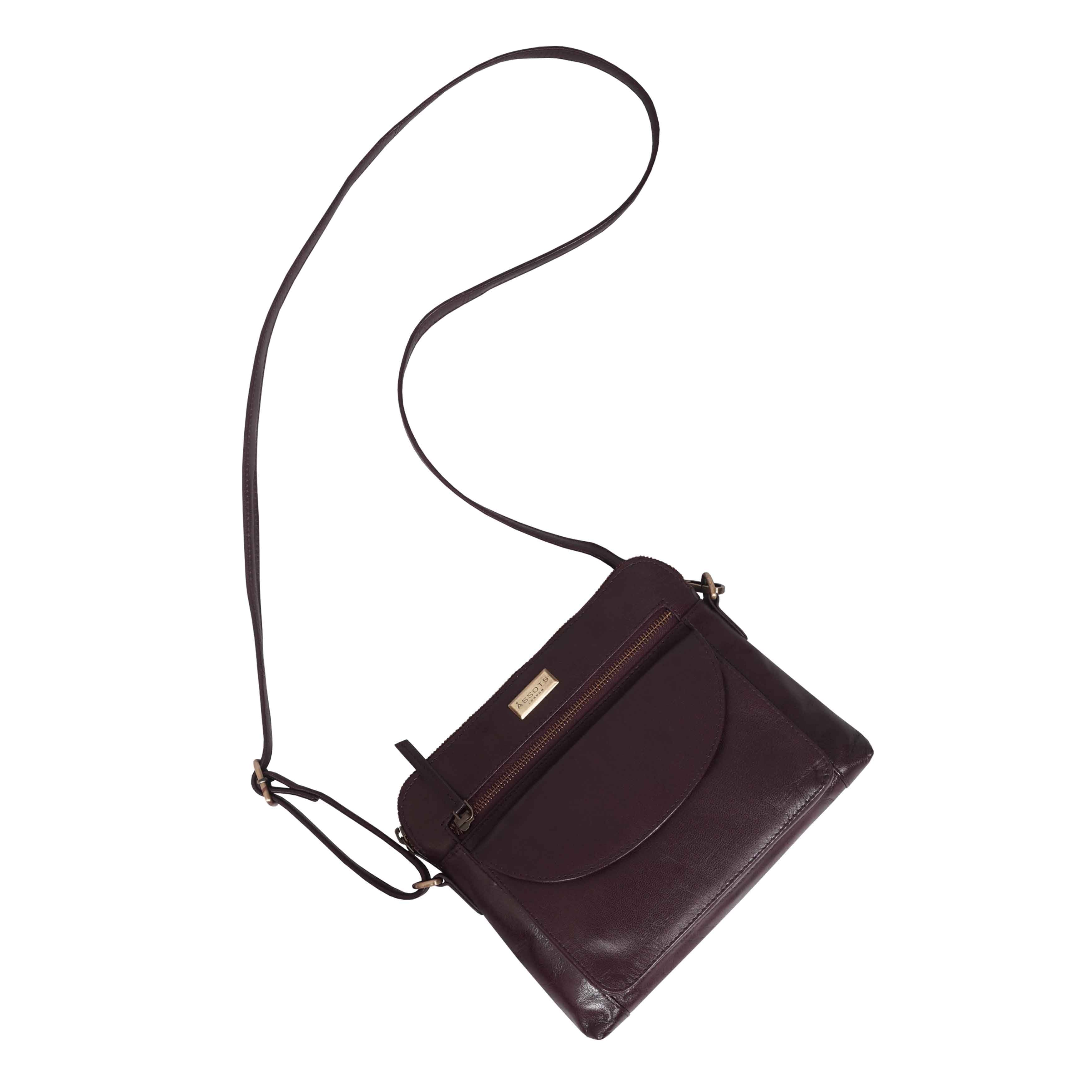 'JEAN' Plum Vegetable Tanned Real Leather Crossbody Bag