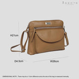 'JEAN' Light Tan Real Soft Pebble Grain Leather Crossbody Bag