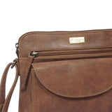 JEAN' Tan Distressed Real Leather Crossbody Bag