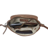 JEAN' Tan Distressed Real Leather Crossbody Bag