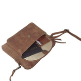 JEAN' Tan Distressed Real Leather Crossbody Bag