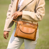 'JEAN' Tan Vegetable Tanned Real Leather Crossbody Bag