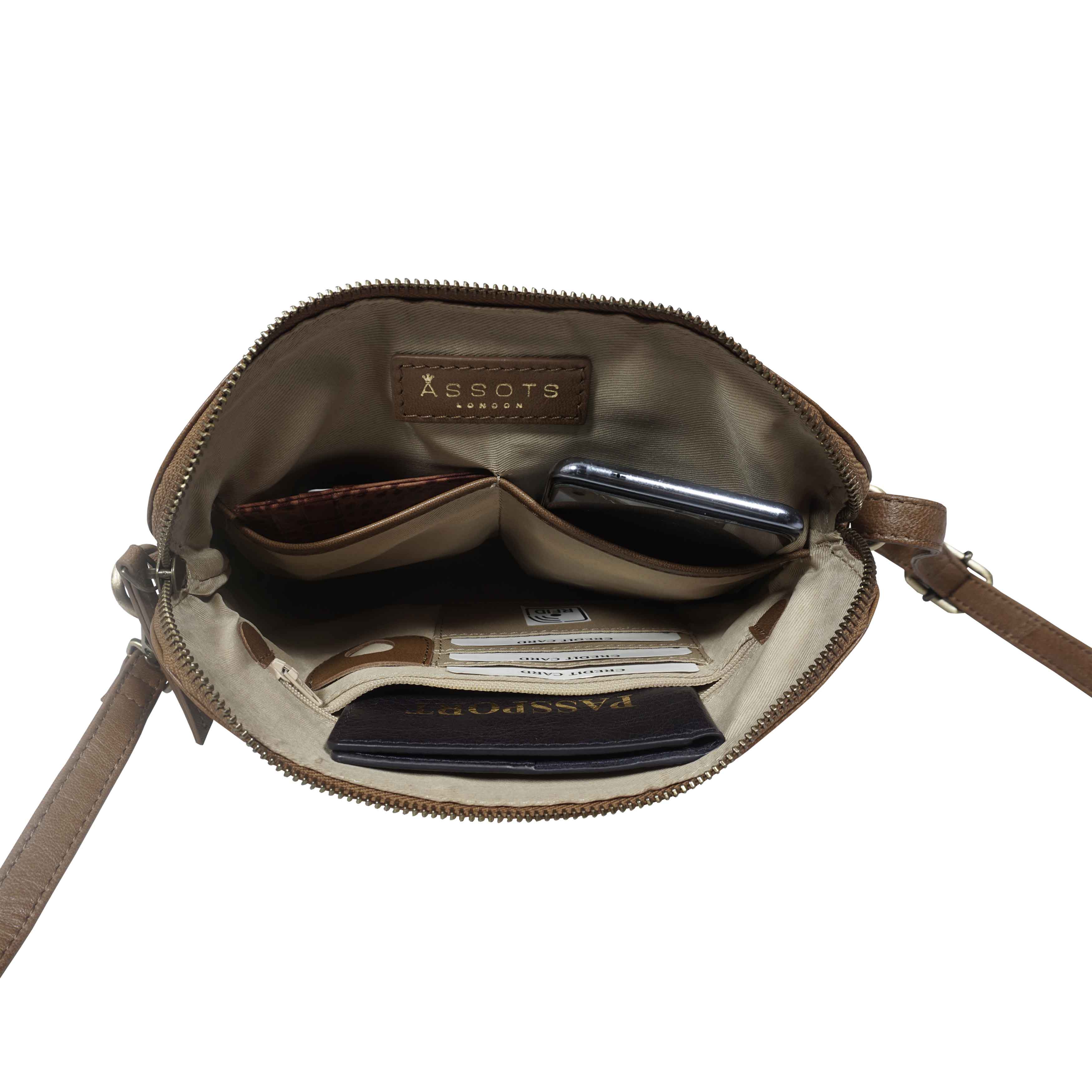 'JEAN' Tan Vegetable Tanned Real Leather Crossbody Bag