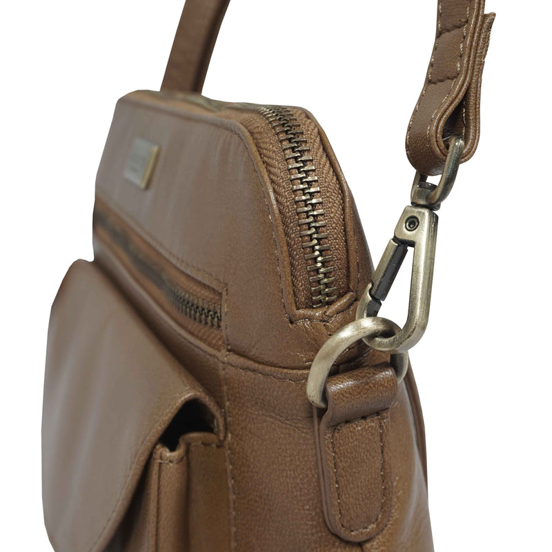'JEAN' Tan Vegetable Tanned Real Leather Crossbody Bag