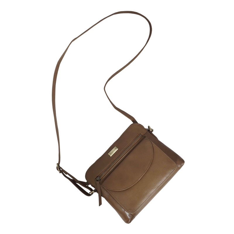 'JEAN' Tan Vegetable Tanned Real Leather Crossbody Bag
