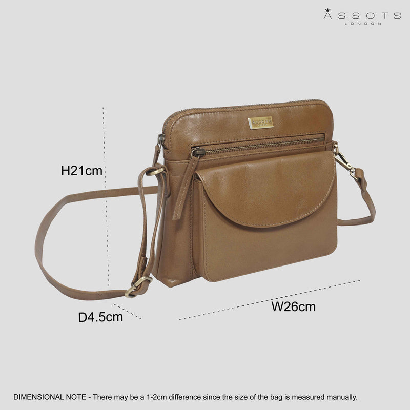 'JEAN' Tan Vegetable Tanned Real Leather Crossbody Bag