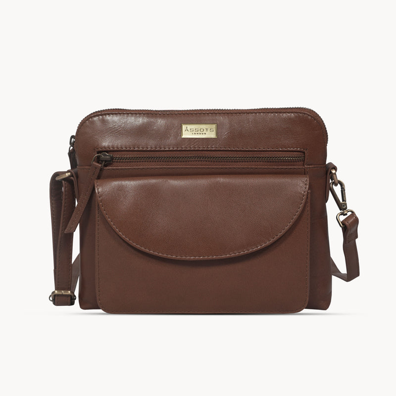 Brown Real Leather Crossbody Bag for Women VT Genuine Leather