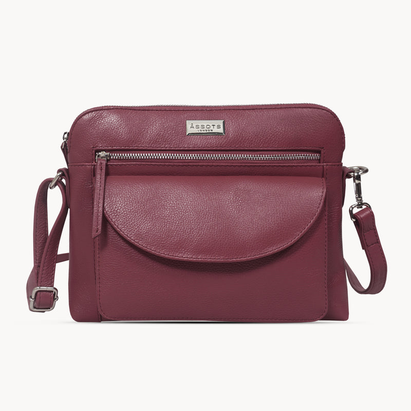 'JEAN' Carmine Pink Real Soft Pebble Grain Leather Crossbody Bag