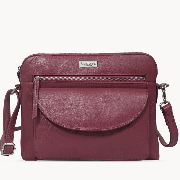 'JEAN' Carmine Pink Real Soft Pebble Grain Leather Crossbody Bag
