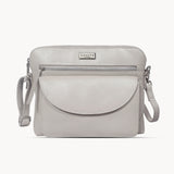 'JEAN' Light Ice Grey Real Soft Pebble Grain Leather Crossbody Bag