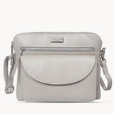 'JEAN' Light Ice Grey Real Soft Pebble Grain Leather Crossbody Bag