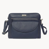 'JEAN' Navy Real Soft Pebble Grain Leather Crossbody Bag