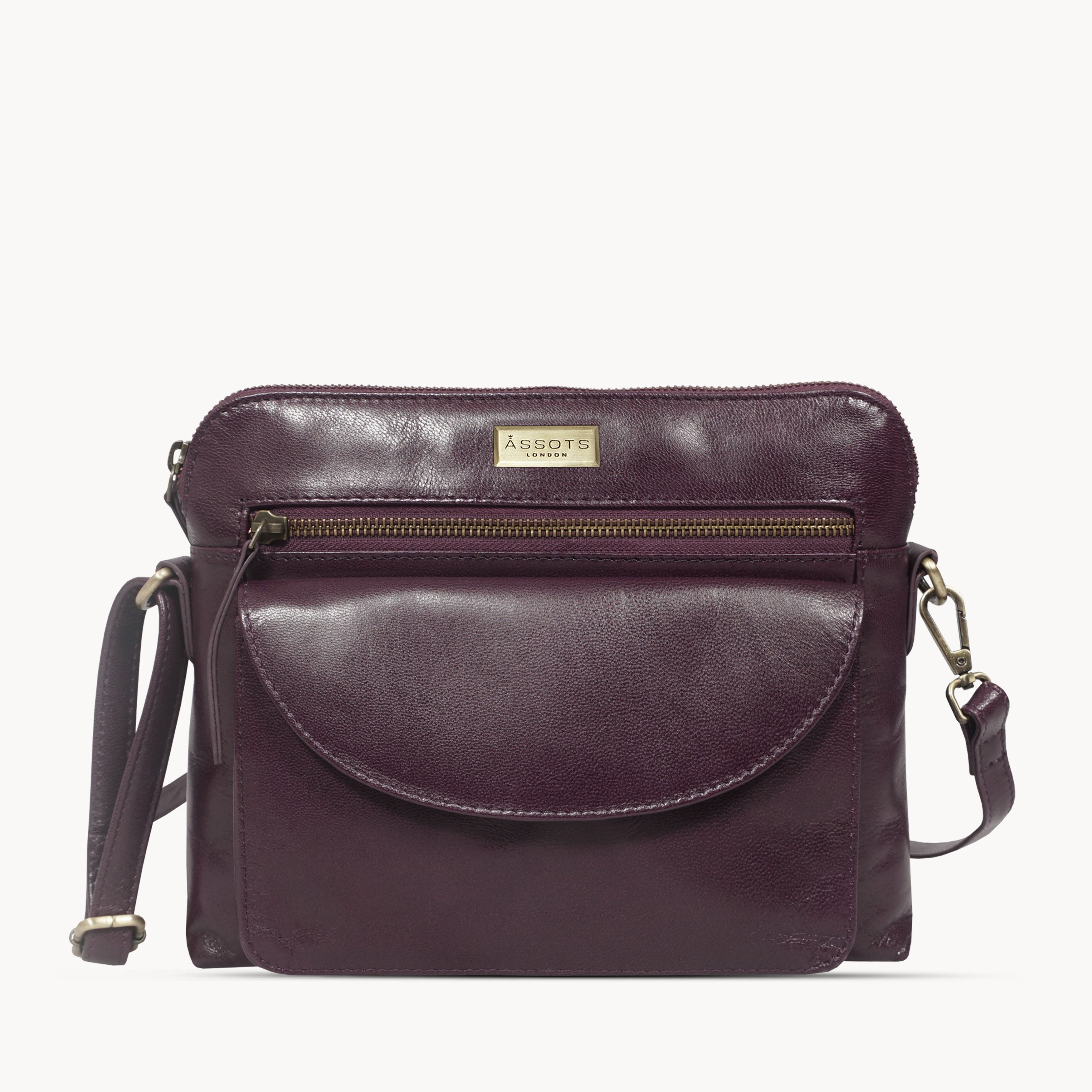 'JEAN' Plum Vegetable Tanned Real Leather Crossbody Bag