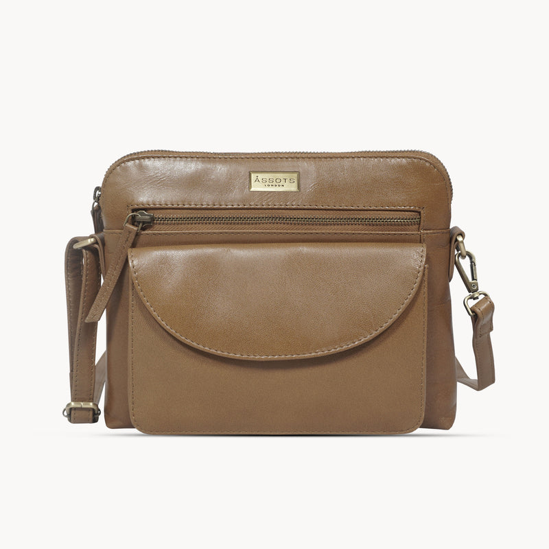 'JEAN' Tan Vegetable Tanned Real Leather Crossbody Bag