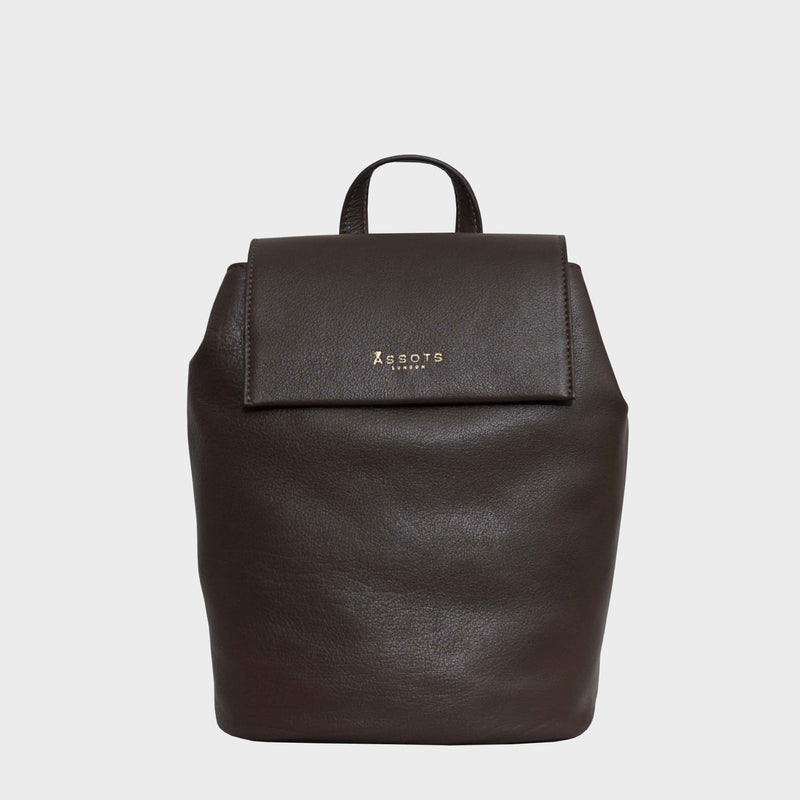 'JERMYN' Classic Mokka Brown Full Grain Leather Flap-over Backpack