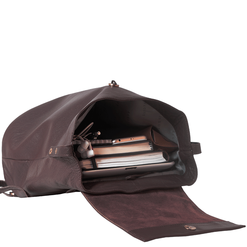 'JERMYN' Classic Burgundy Full Grain Leather Flap-over Backpack