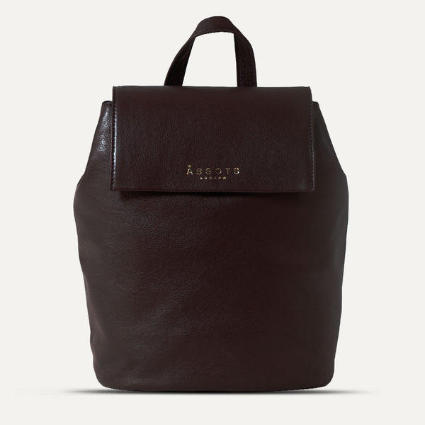 'JERMYN' Classic Burgundy Full Grain Leather Flap-over Backpack