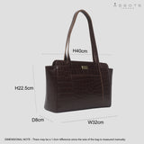'JUDITH' Brown Croc Real Leather Shoulder Bag