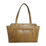 'JUDITH' Mustard Croc Real Leather Shoulder Bag