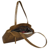 'JUDITH' Mustard Croc Real Leather Shoulder Bag